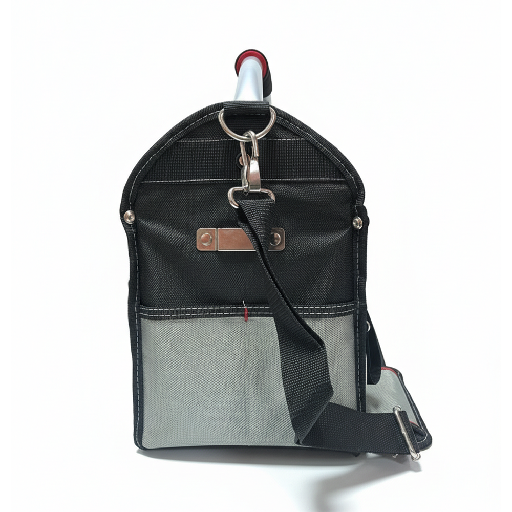 12 Inch Heavy Duty Tool Bag – Open Top Electrician Tool Bag with 13 Exterior Pockets, Steel Handle, Removable Shoulder Strap & Divider System