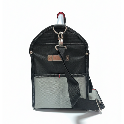 12 Inch Heavy Duty Tool Bag – Open Top Electrician Tool Bag with 13 Exterior Pockets, Steel Handle, Removable Shoulder Strap & Divider System