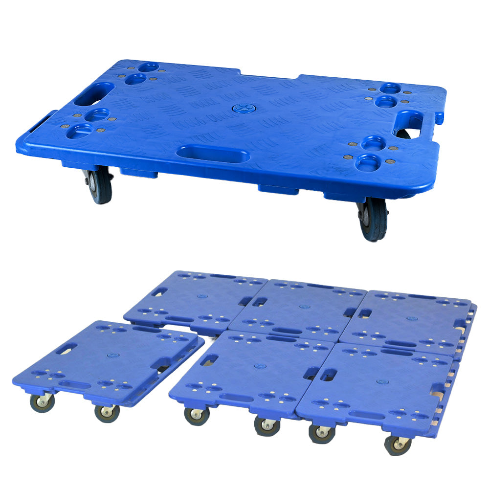 Heavy Duty Plastic Floor Dolly 600 x 400 x 150 mm – 200KG Static Load Capacity – Moving Trolley Platform with 360° Swivel Wheels for Warehouse Home Delivery Transport – Blue