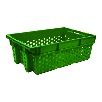 Vegetable Crate without Post Storage Crate Storage Box Organizer Bin Stackable Basket Heavy Duty Reinforced Walls Anti-Slip Grid Base UV Stabilized Fade-Resistant Easy Handling for Vegetables Food Storage Transport – 580 x 380 x 220 mm 49 Liters