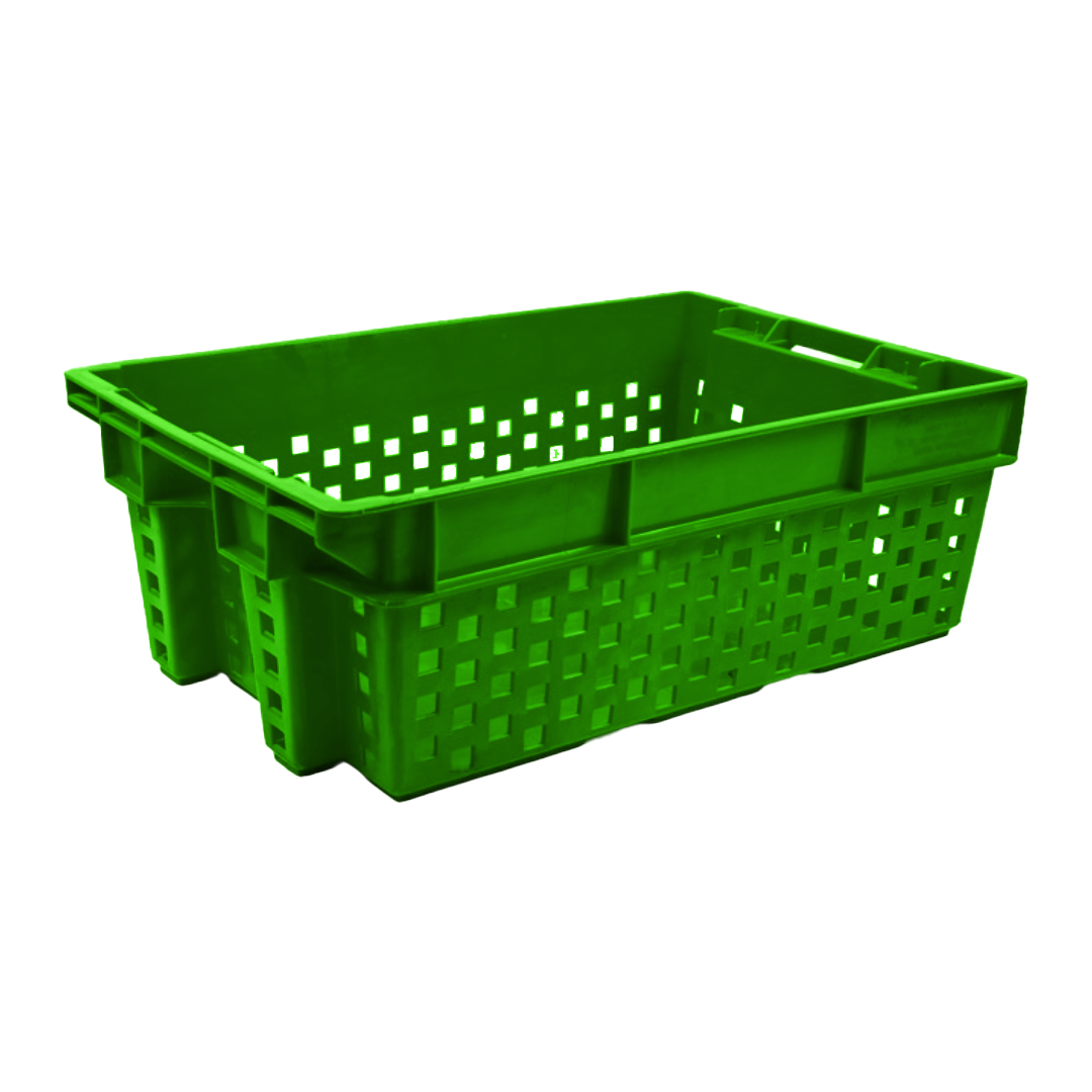 Vegetable Crate without Post Storage Crate Storage Box Organizer Bin Stackable Basket Heavy Duty Reinforced Walls Anti-Slip Grid Base UV Stabilized Fade-Resistant Easy Handling for Vegetables Food Storage Transport – 580 x 380 x 220 mm 49 Liters